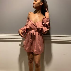 House of CB Mena Pink Champagne Satin dress